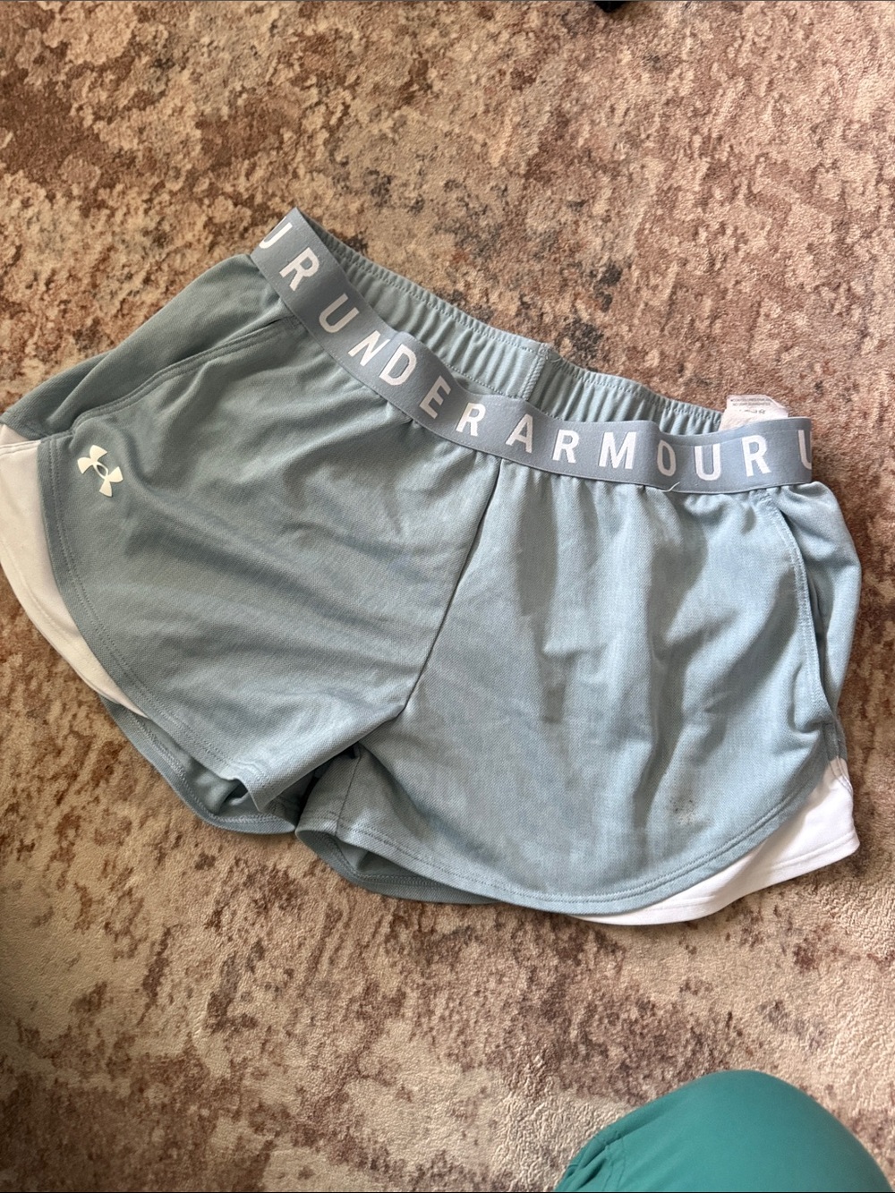Under Armour Women's Sage Green Athletic Shorts with Elastic Logo Waistband